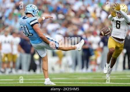 North Carolina punter Ben Kiernan demonstrates his abilities at the ...