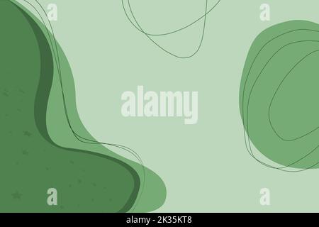 handmade abstract background drawing, different shapes and irregular lines, organic. Center of illustration released for text. Green ochre color range Stock Photo