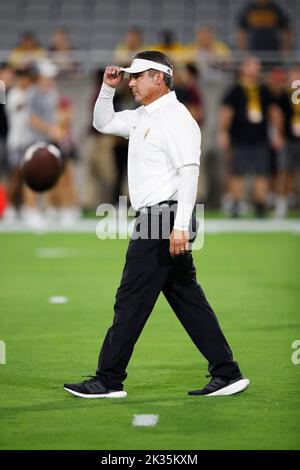 September 24, 2022: Head coach Shaun Aguano of the Arizona State Sun Devils  before the NCAA football game between the Utah Utes and the Arizona Sun  Devils at Sun Devil Stadium in
