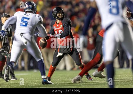 Ottawa, Canada. 24 Sep 2022.  Nick Arbuckle (19) of the Ottawa Redblacks in a regular season Canadian Football League (CFL) game between the Toronto Argonauts at the Ottawa Redblacks. The Argonauts won the game 45-15. Stock Photo