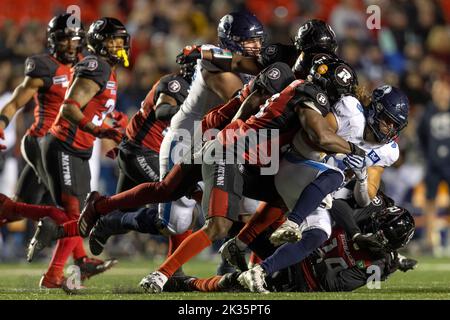 Ottawa, Canada. 24 Sep 2022.  AJ Ouellette (34) of the Toronto Argonauts in a regular season Canadian Football League (CFL) game between the Toronto Argonauts at the Ottawa Redblacks. The Argonauts won the game 45-15. Stock Photo