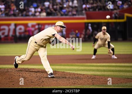 Arizona Diamondbacks pitcher Taylor Widener (57) throws against the San Francisco Giants in the sixth inning of an MLB baseball game, Friday, Septembe Stock Photo