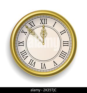 isolated gold clock for christmas and new year backgrounds Stock Vector
