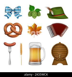 Set of isolated oktoberfest elements. Stock Vector