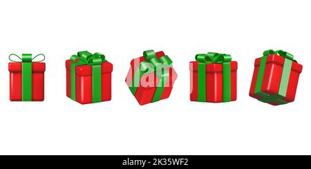 Set of isolatet 3d gift boxes for christmas and birthday backgrounds Stock Vector