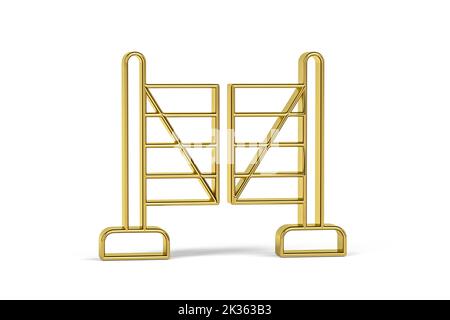 Golden 3d gate icon isolated on white background - 3d render Stock Photo