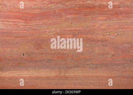 Red Travertin, natural classic travertine stone texture, photo of slab. Matt grunge pattern for exterior home decoration, floor, 3d ceramic wall tiles Stock Photo