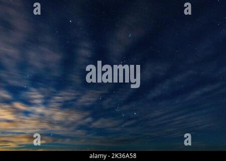 A beautiful starry sky after the sunset. Stock Photo