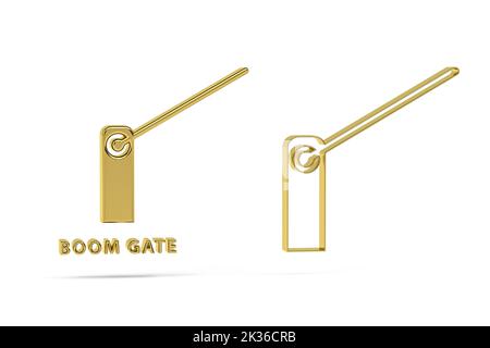 Golden 3d boom gate icon isolated on white background - 3d render Stock Photo