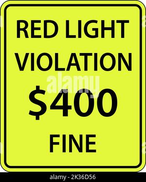 Red Light Photo Violation Fine Sign Stock Vector