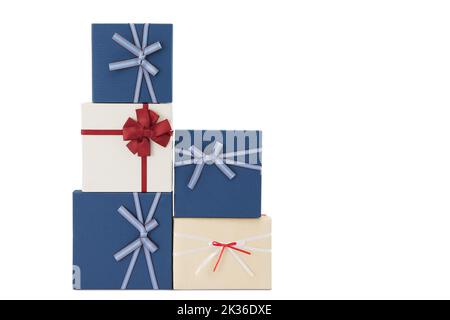 Blue Gift Box Isolated on White Stock Photo