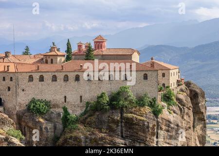Building with monastic cells in Eastern Orthodox St. Stephen Holy Monastery Stock Photo