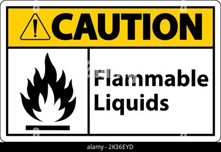 Caution Flammable Liquids Sign On White Background Stock Vector