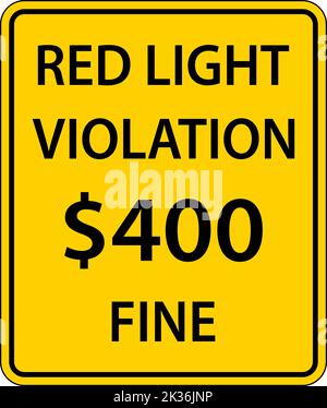Red Light Photo Violation Fine Sign Stock Vector