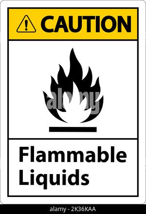 Caution Flammable Liquids Sign On White Background Stock Vector