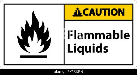 Caution Flammable Liquids Sign On White Background Stock Vector