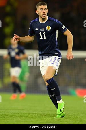 Glasgow, Scotland, 24th September 2022.   Ryan Christie of Scotland during the UEFA Nations League match at Hampden Park, Glasgow. Picture credit should read: Neil Hanna / Sportimage Stock Photo