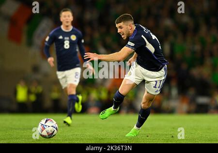 Glasgow, Scotland, 24th September 2022.  Ryan Christie of Scotland  during the UEFA Nations League match at Hampden Park, Glasgow. Picture credit should read: Neil Hanna / Sportimage Stock Photo