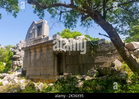 Ruins of gymnasium in Termessos, Antalya province, Turkey Stock Photo