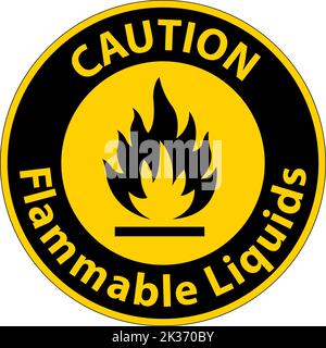 Caution Flammable Liquids Sign On White Background Stock Vector