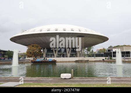 The iconic Evoluon In Eindhoven, The Netherlands, a building shaped like a flying saucer Stock Photo