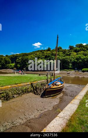 Cresta, a sailing boat moored at Cothele Quay on the River Tamar, Cornwall, England, UK Stock Photo