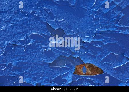 Blue painted and weathered metal floor, background Stock Photo