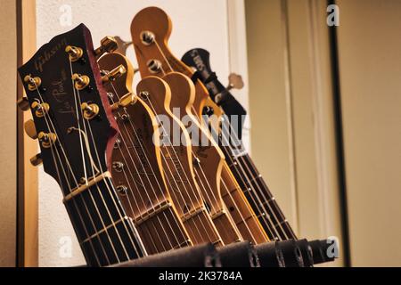 guitars on stand Stock Photo