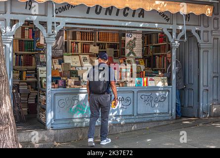 Iconic Madrid booksellers, Calle Claudio Moyano, Madrid, Spain. Stock Photo