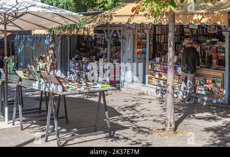 Iconic Madrid booksellers, Calle Claudio Moyano, Madrid, Spain. Stock Photo