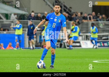 San Siro stadium, Milan, Italy, September 23, 2022, Italy's Jorginho  during  Italy vs England - football UEFA Nations League match Stock Photo