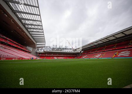 Liverpool, UK. 25th Sep, 2022. The pitch at Anfield before the Barclays Womens Super League fixture between Liverpool and Everton at Anfield in Liverpool, England. (James Whitehead/SPP) Credit: SPP Sport Press Photo. /Alamy Live News Stock Photo