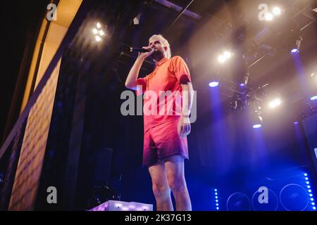 Bern, Switzerland. 24th Sep, 2022. The American music duo Sofi Tukker performs a live concert at Bierhübeli in Bern. Here singer and musician Tucker Halpern is seen live on stage. (Photo Credit: Gonzales Photo/Alamy Live News Stock Photo