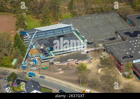 Aerial view, Geschwister-Scholl-Gymnasium, Oberwengern sports and leisure pool. renovation work on the indoor pool, Volmarstein, Wetter, Ruhr area, No Stock Photo