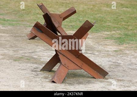 iron beams called Horses of Friesland to block the invasion of enemies during the war Stock Photo