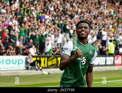 GOAL 11 Plymouth Argyle full back Bali Mumba (17) celebrates a goal