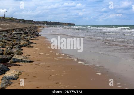 Omaha beach at Vierville-sur-Mer, Calvados, Normandy, France, where the D-Day landings took place on June 6th, 1944. Stock Photo