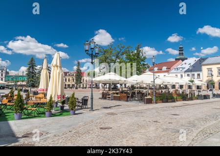 Krosno, Poland - June 12, 2022: Market Square (Krośnienski Rynek). Stock Photo