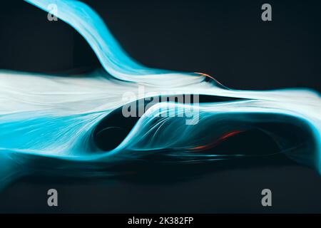 Creative glowing digital car on black background. Transportation and design concept. Futuristic Stock Photo