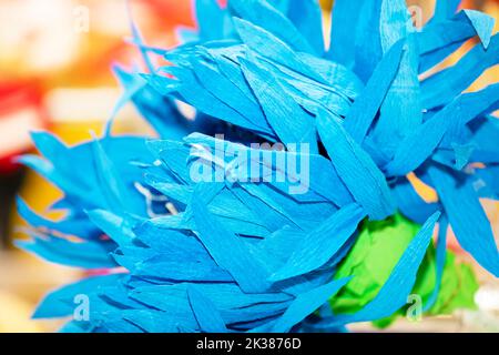 Paper large blue flower. Cornflower paper petals. Stock Photo