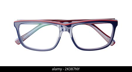Optical folded fashion eye glasses isolated on white. Stock Photo