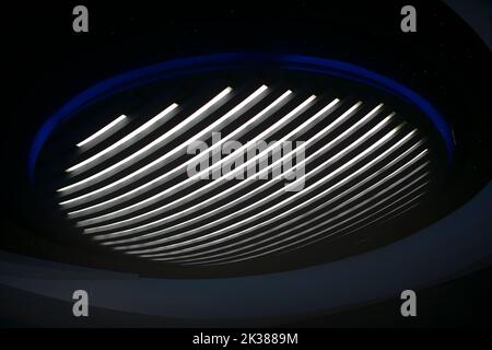 Modern concert lamp light stripes on a dark background. Stock Photo