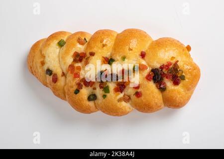 Dried fruit bun isolated on white background Stock Photo