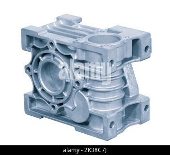 open block of  cylinder petrol engine or compressor isolated on white background Stock Photo