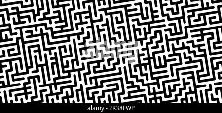 Education logic, labyrinth line. Blue, gray square maze. Vector. Find the way, labyrinth riddle. Black, white geometric pattern. labyrinth design icon Stock Photo