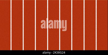Cartoon running track with lane numbers or track numbers. Place where people exercise or sport place. lanes of running track. Track and field sports. Stock Photo