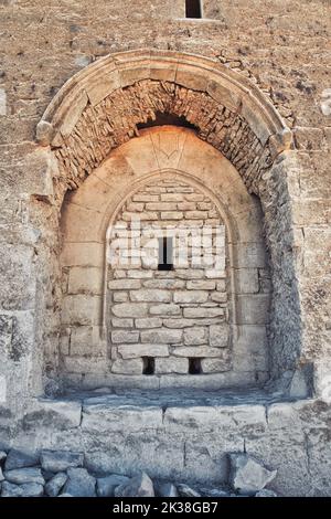 Ruins of an adandoned and normally submerged church located in Mediano, Spain Stock Photo