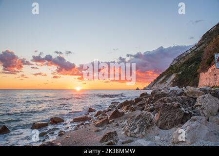 Aerial view of Portonovo in Marche region in Italy Stock Photo