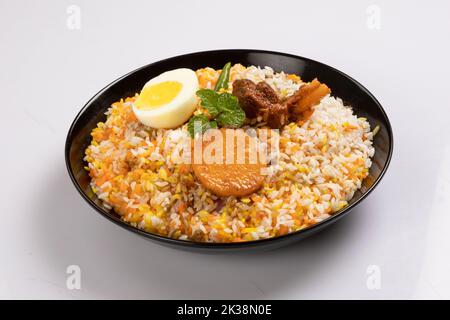 Biriyani, Basmoti Rice Biriyani, Mutton Biriyani, Isolated On White Background Stock Photo - Alamy