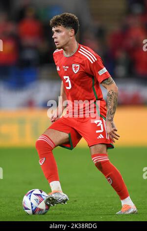 Neco Williams of Wales during the UEFA Nations League Group A4 match between Wales vs Poland at Cardiff City Stadium, Cardiff, United Kingdom, 25th September 2022  (Photo by Mike Jones/News Images) Stock Photo